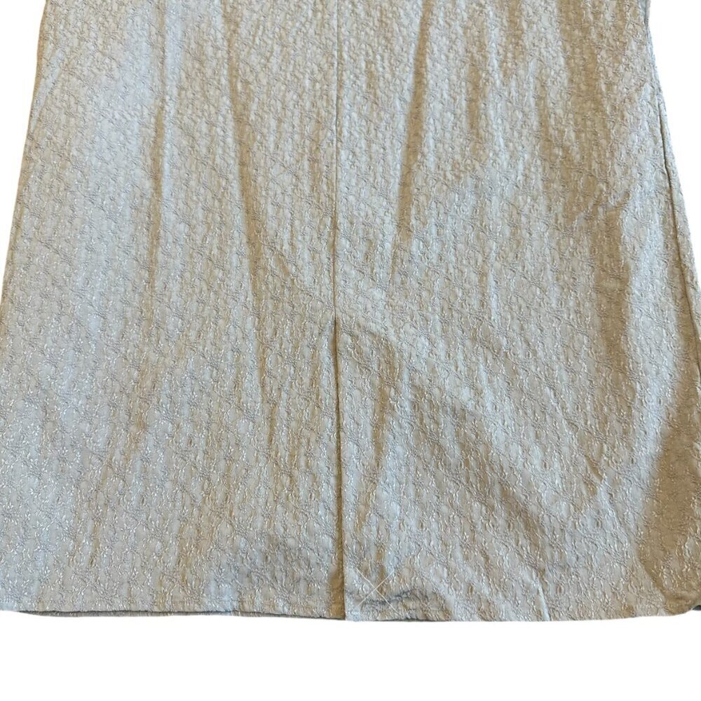 MM Lafleur Grey Sleeveless Textured Shift Dress Crew Neck Size Medium Women's - Picture 8 of 11